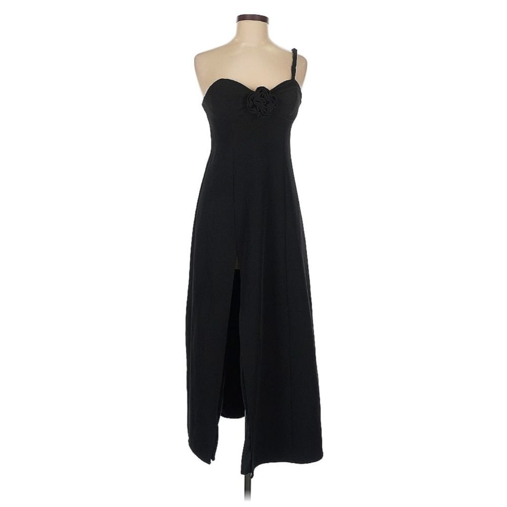 The Wolf Gang Anthropologie Flores One Shoulder Rosette Midi Dress Black Size M